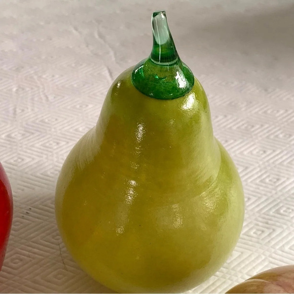 Murano Style Glass Fruit  10 pc Blown Glass Art Strawberry Apple Pear Peach - Picture 4 of 13